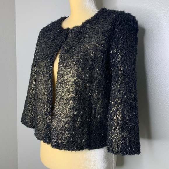 NWT Chelsea Violet Fuzzy Gold Black Bolero Jacket - Picture 2 of 8